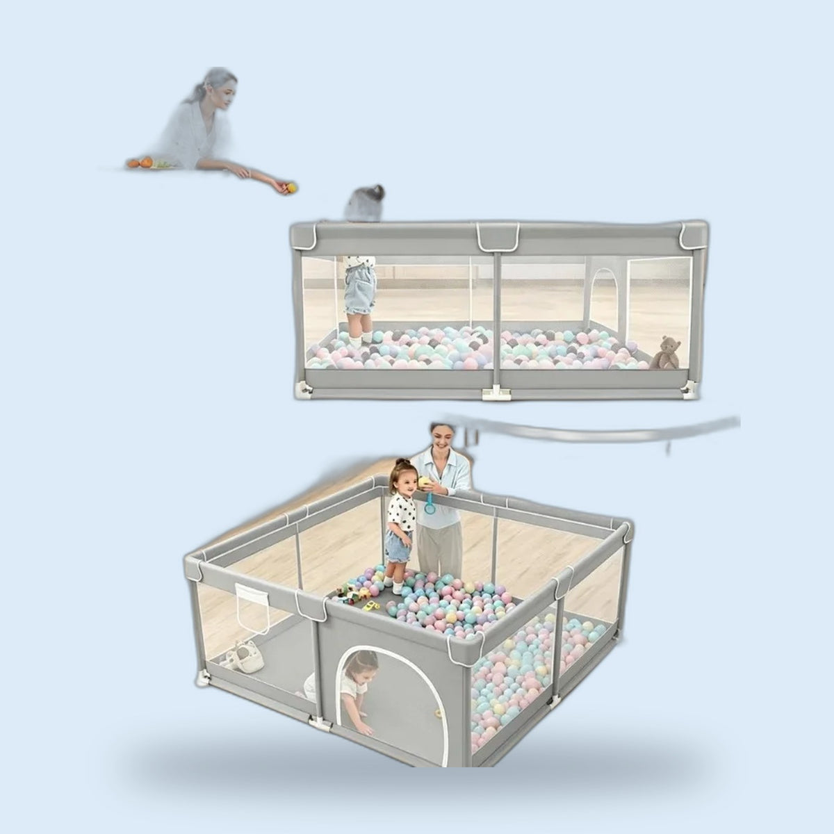 Buggino Fulda – Playpen in light gray, view 6