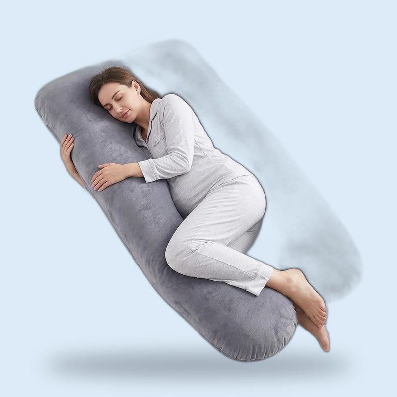 Buggino Maas – Schwangerschaftskissen U-Form, 140 × 70 cm, Grau
