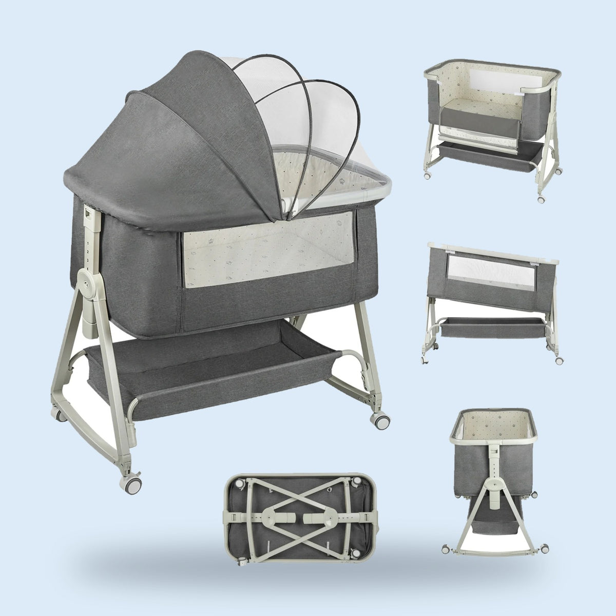 Buggino Oosterpark – Bedside crib in dark gray, view 6