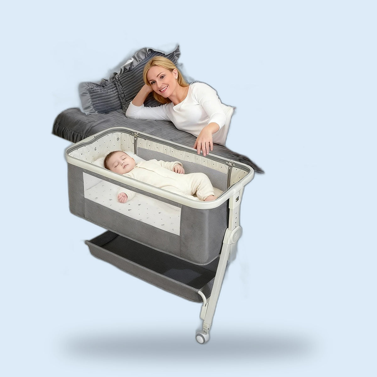 Buggino Oosterpark – Bedside crib in dark gray, view 5