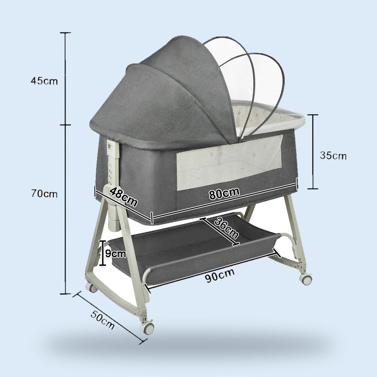 Buggino Oosterpark – Bedside crib in dark gray, view 7