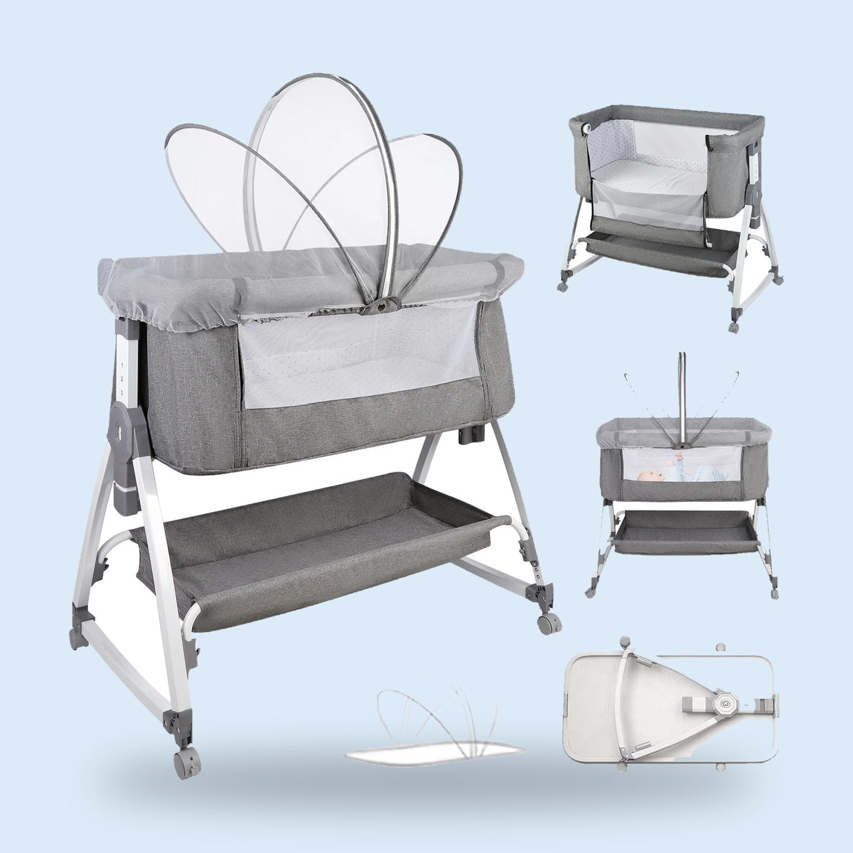 Buggino Phoenix – Babybett in Grau, Ansicht 1