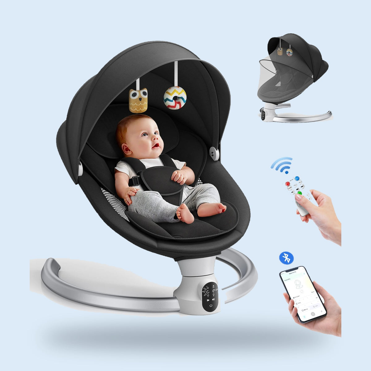 Buggino Ratzeburg – Babywippe in Schwarz, Ansicht 2