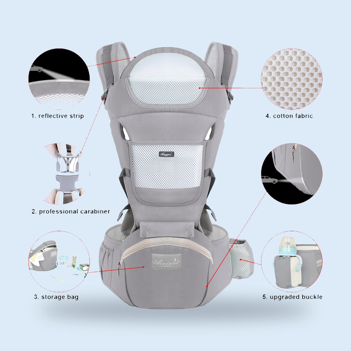Buggino Rügen – Hip seat carrier in red, view 5