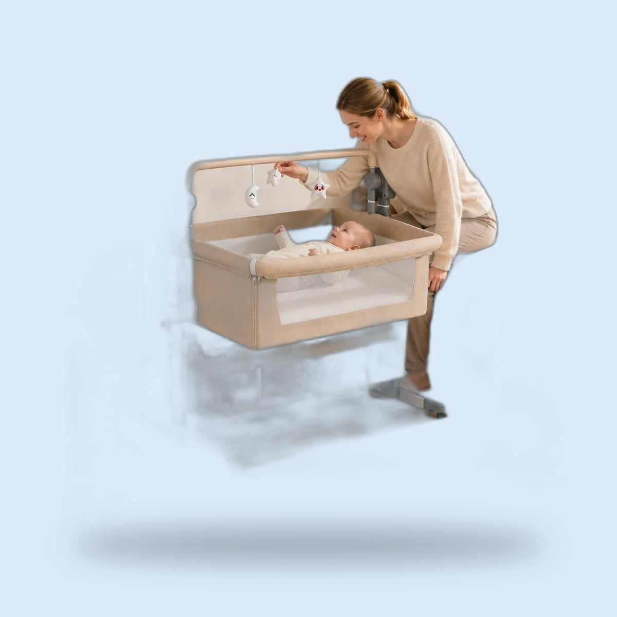 Buggino Tiergarten – Elektrisches Beistellbett in Beige, Ansicht 4