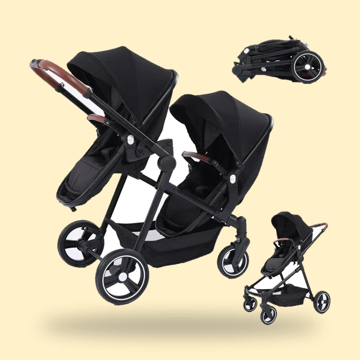 Buggino Tivoli – Zwillingswagen in Dunkelgrau, Ansicht 1