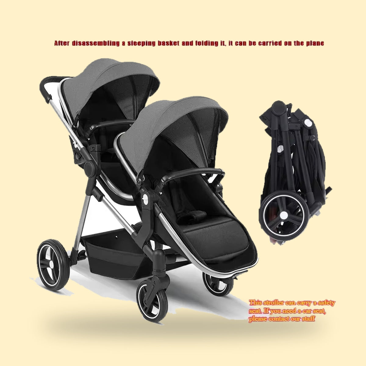 Buggino Tivoli – Zwillingswagen in Dunkelgrau, Ansicht 2
