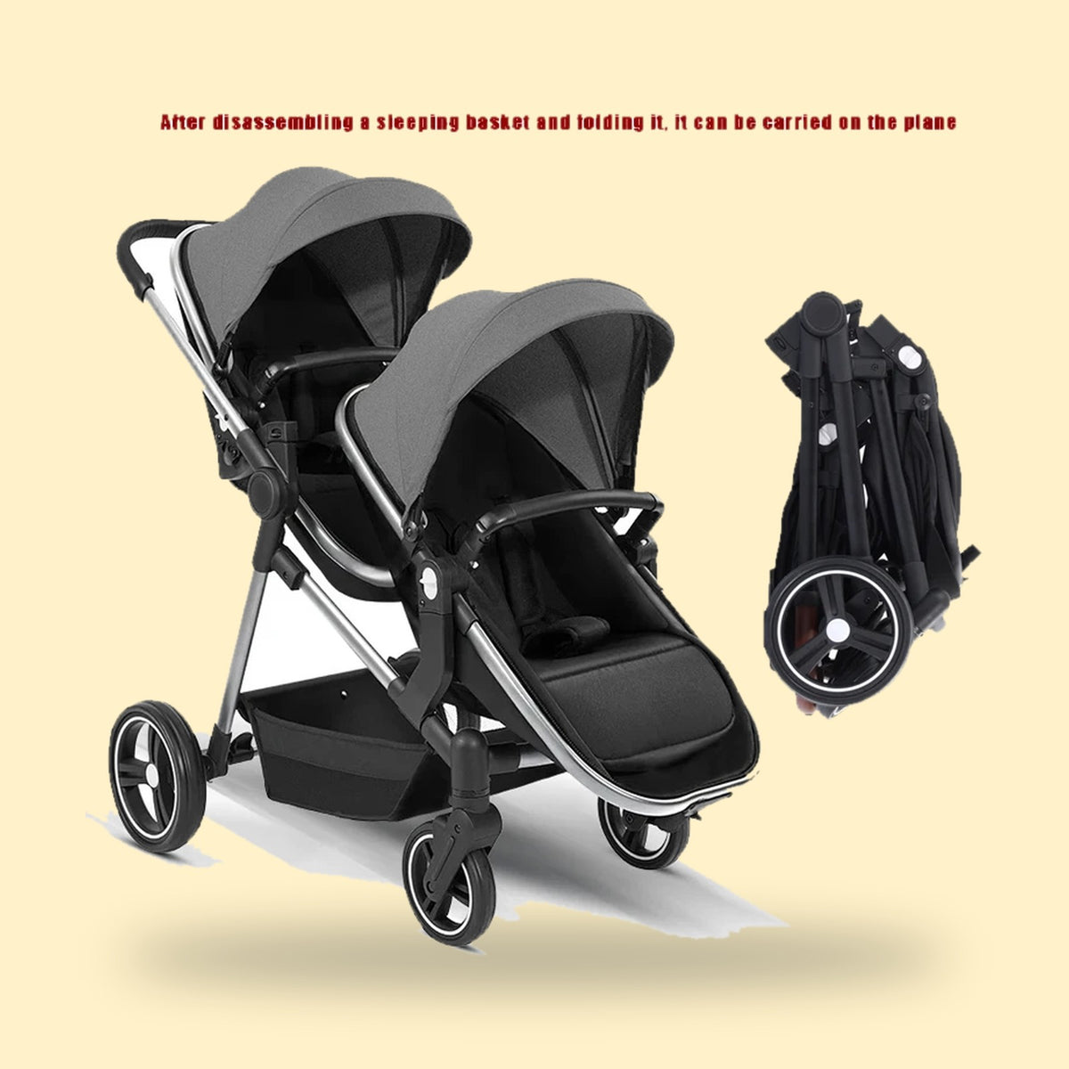 Buggino Tivoli – Zwillingswagen in Dunkelgrau, Ansicht 4